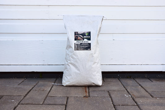 Protein Bites are a pelleted hemp based feed from North 40 Performance